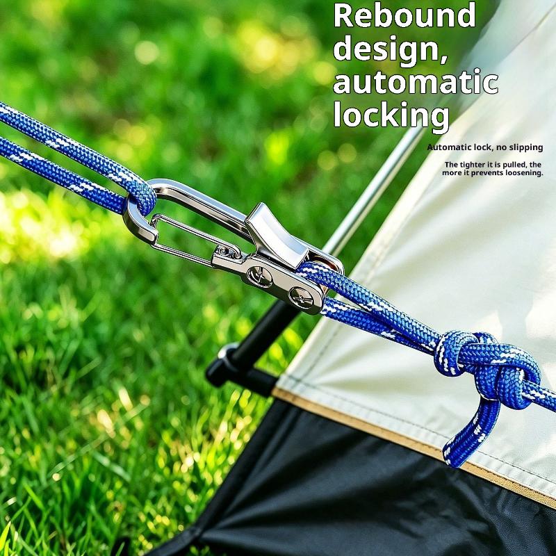 Rope Tying Tool And Tensioner With Roller Tensioner, Heavy-Duty Retractable Buckle With Accessory Rope, Suitable For Camping