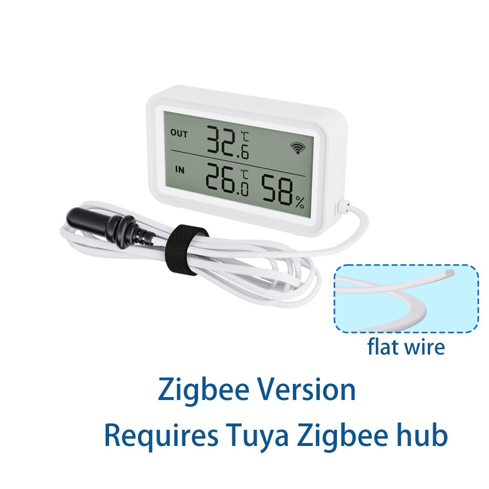 Tuya Zigbee WiFi Temperature Humidity Sensor Digital LCD Meter Hogar Inteligente Work with Smart Life Alexa with External Probe