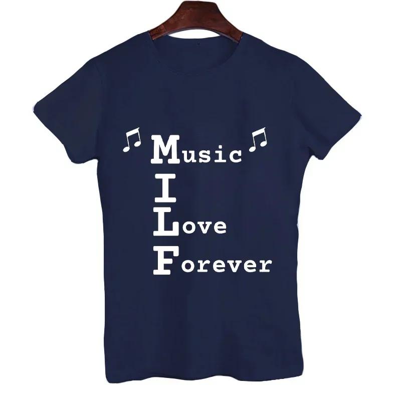 2023 Men's T-shirt MILF Music I Love Forever Short Sleeve Men's Loose T-shirt Men's Top Brand New Brand Men T-shirt Short Sleeve