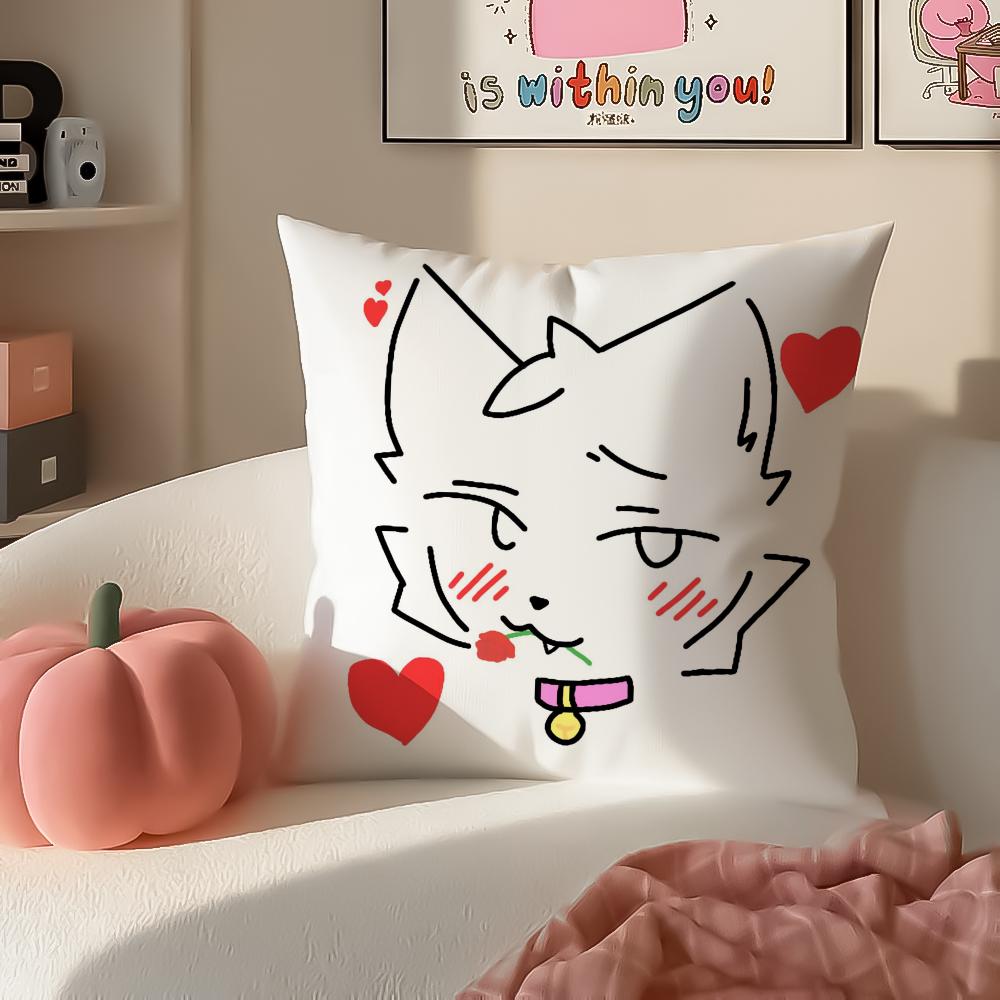 BBoykisser Silly Cat Cute Cushion Cover Pillowcase Short Plush Invisible Zipper Room Sofa Cushion Cover