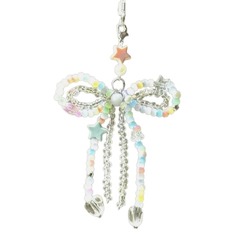 

Elegant Beaded Bows Charm Bag Pendant Unique Keyring Keychain Fashion Accessory For Women s Clothing And Bags 1