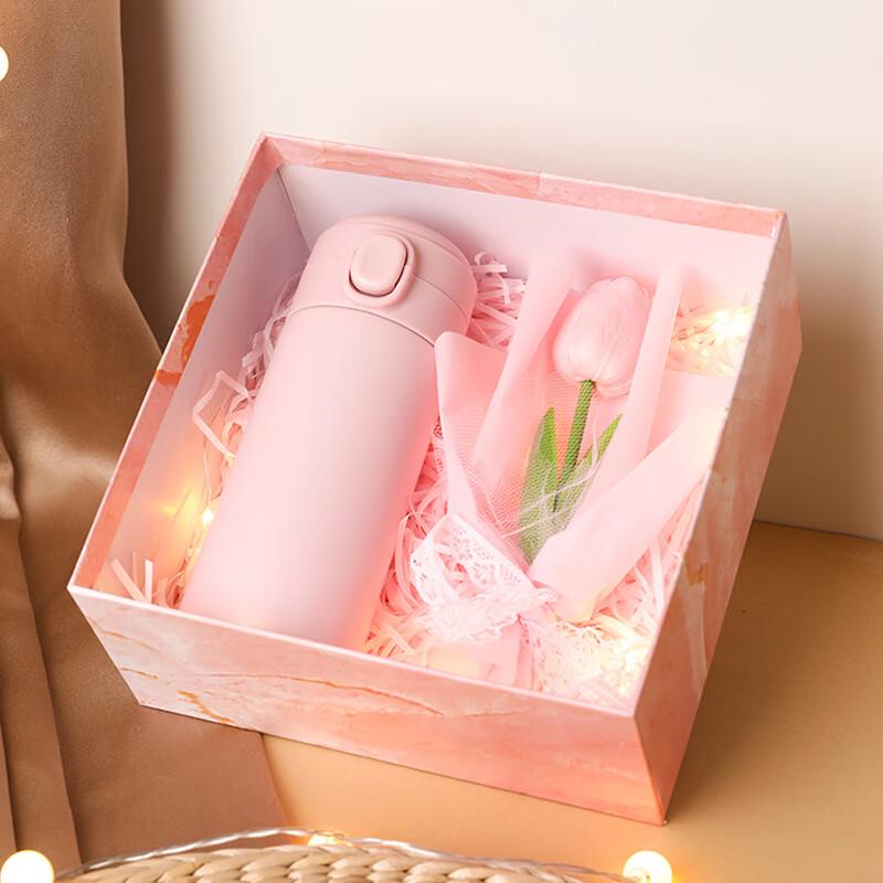 AQ Festive Insulated Tumbler Gift Set Insulated Cup + Flower Bouquet