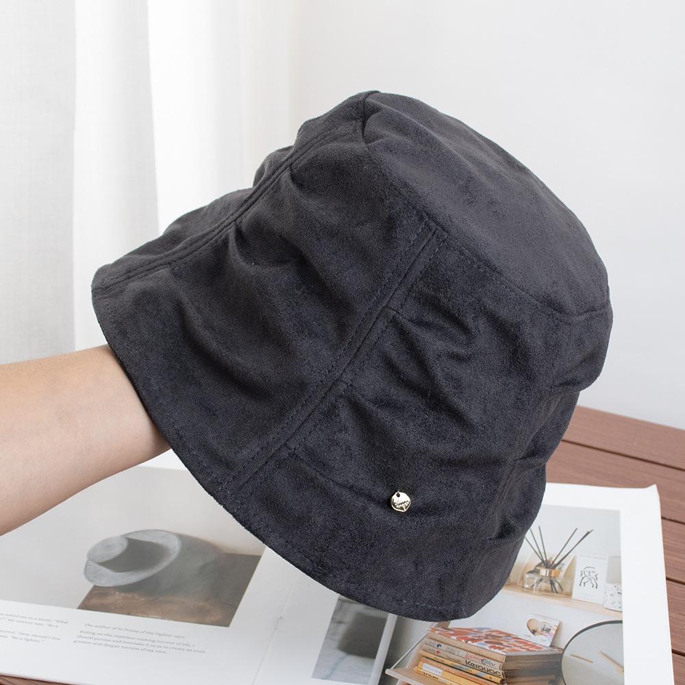 Retro pleated suede bucket hat women's spring and autumn new versatile face small bucket hat literary temperament basin hat