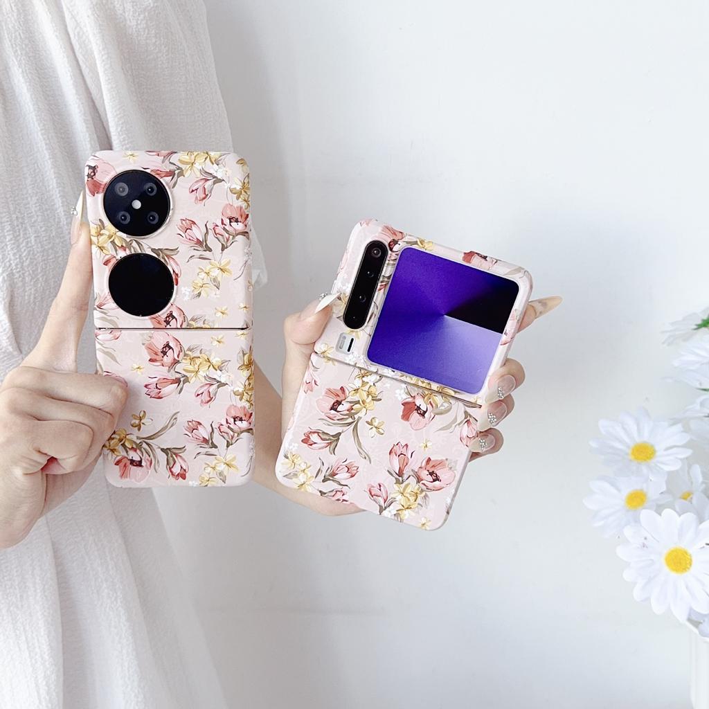 Ins Wind Applies To Huawei Pocket2 Folding Screen Mobile Phone Case Huawei PuraX Retro Floral Skin Matte Case
