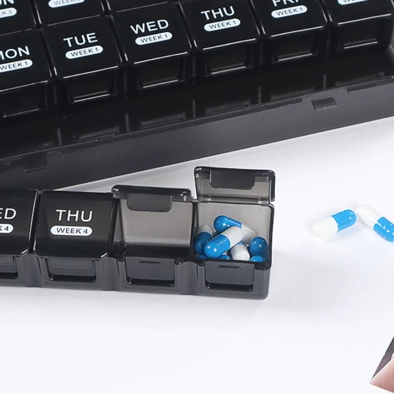 Pill Cases Box Organizer 7 Days 28 Grids 4 Times One Day Portable Travel with Large Compartments for Vitamins Medicine Fish Oils