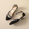 Fashion Cute Shoes for Women Office Woman Footwear Black Pointed Toe Square Heels Low Heel Elegant Kawaii Luxury Brand Korean Style Chic