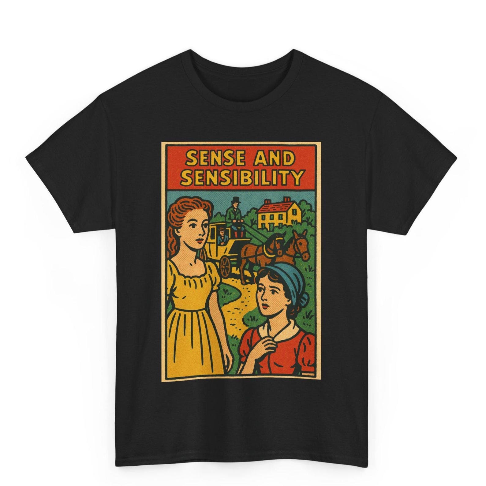 Sense and Sensibility T-Shirt: Retro Comic Austen Regency Tee L