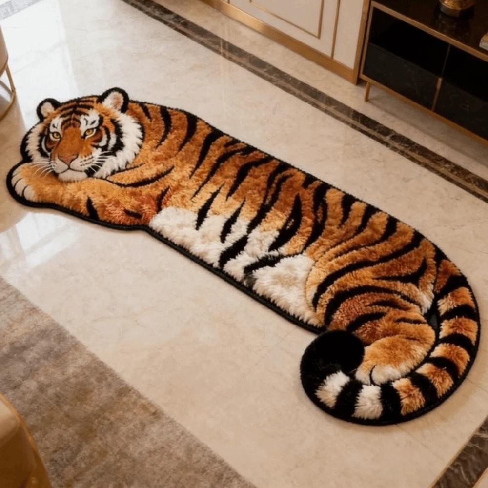 2D Flat Tiger Doormat Non-slip Bedside Rug Creativity Bedroom Carpet  Home Decor