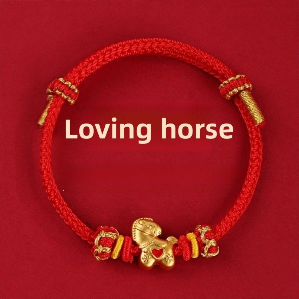 Chinese Style Horse Year Bracelet Zodiac Horse Fortune Bracelet New Year Hand Rope Girls