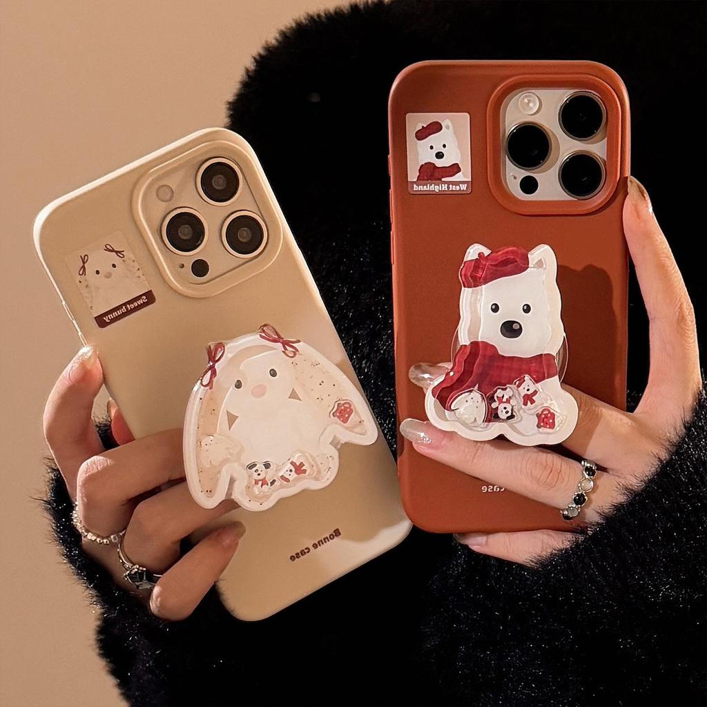 Cartoon Animal Rocking Stand iPhone 16 Phone Case 16 Apple 17 Pro Max Silicone 14 Compatible 13 Soft