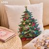 1PC LOZUJOJU Christmas Pillowcase Hand drawn Christmas tree cluster printed Cushion Cover for Sofa Living Room Bedroom Home Decor Party Decor