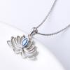 Lotus Flower Pendant Necklace for Women, Blue Crystal Yoga Inspired Necklace, Sparkling Floral Jewelry