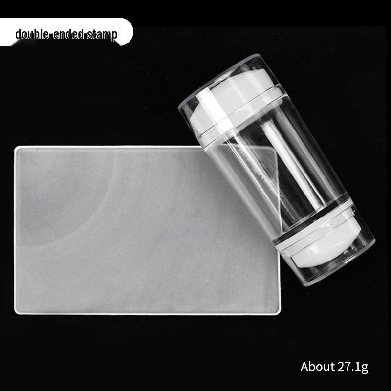 Transparent Silicone Nail Art Stamp: French Transfer Tool with Lid & Dual Heads