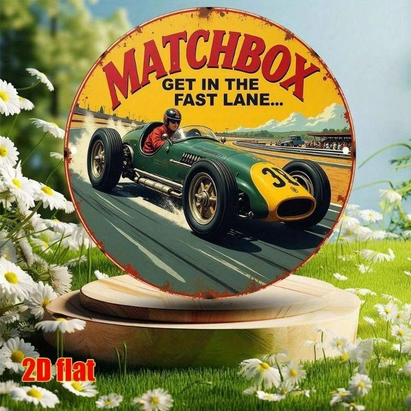 

Vintage Matchbox 2D Metal Wall Sign, Easy Mount for Living Room
