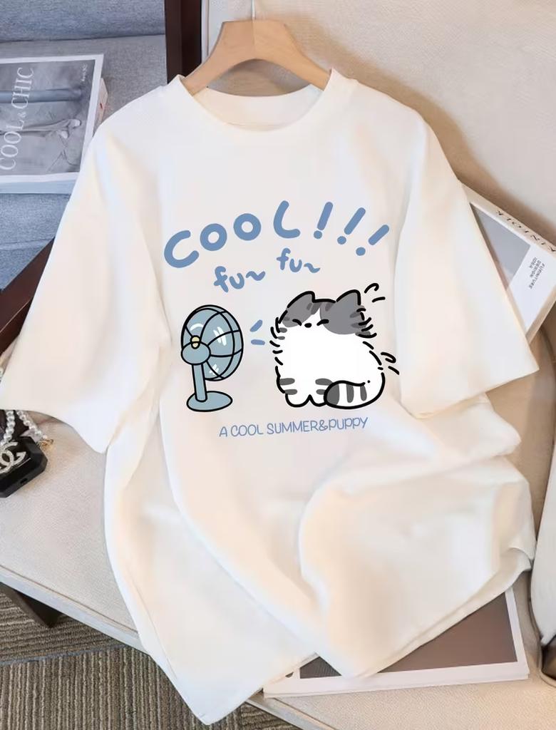 Stylish Unique Cool Cat Fans Short Sleeve T Shirt Men Women Cartoon Summer Print Fitted Flattering Fashion Soft Breathable Tees