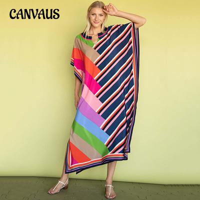 Sommer Damen Übergröße Bedruckter Strand-Cover-Up Lässige Urlaubs-Kleider Kleider Bikini-Cover-Up