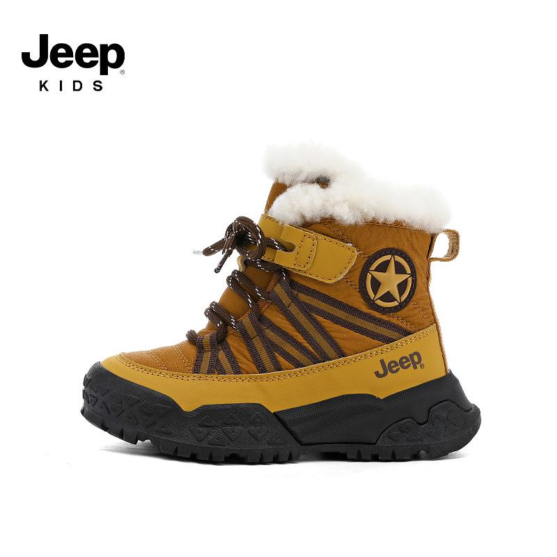 JEEP Kids Waterproof Snow Boots 2025 Winter Velvet-Lined, Thickened Children s Cotton Shoes. 36