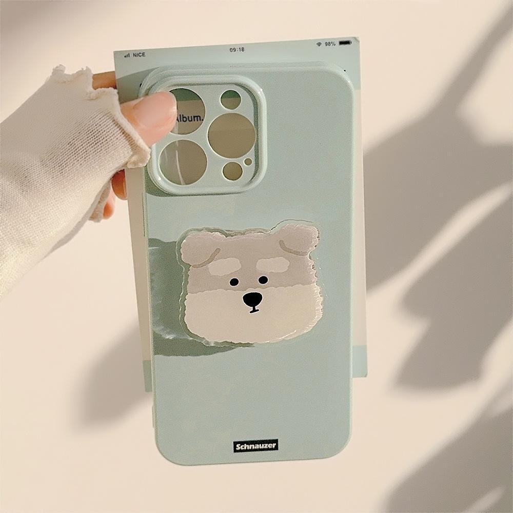 Milk Blue Ins Puppy Holder for IPhone17 for 14 Mobile Phone Case for Apple 15pro Max Cartoon