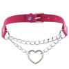 Heart Choker Collar For Women Goth Accessoies Black Leather Chain Chockers Gothic Punk Grunge Emo Necklace Jewelry