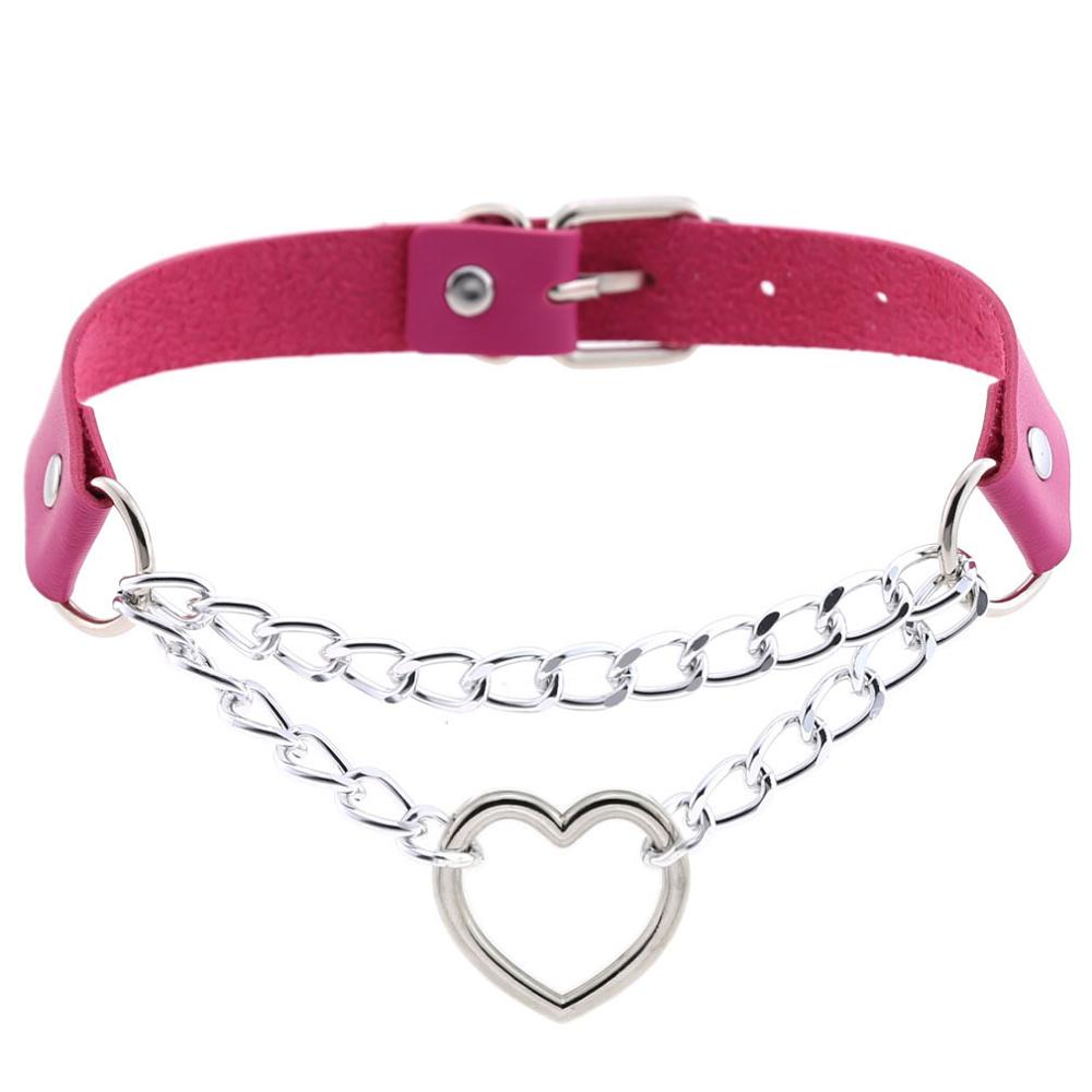 Heart Choker Collar For Women Goth Accessoies Black Leather Chain Chockers Gothic Punk Grunge Emo Necklace Jewelry