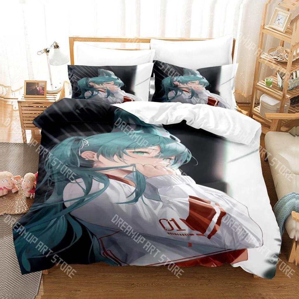 Anime Girls Hatsune Miku Weak Voice Duvet Cover Set HD Comforter Cover for Kids Bedding Sets Bedclothes Bedroom Decor