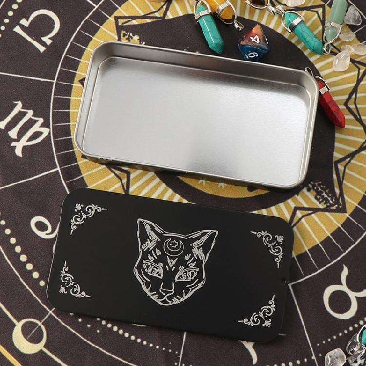 Portable Tarots Card Box Astrologys Divination Storage Case Iron Tarots Card Storage Case for Witches Decoration