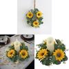 Artificial Sunflower Wreath Candle Ring With Eucalyptus For Wedding Table Centerpieces