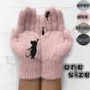 Cat Fashion Women And Fish Print Knitted Gloves Winter Warm Full Finger Mittens