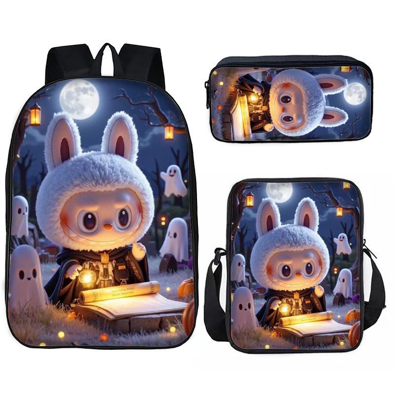 School Bag Pin Pattern Primary and Secondary School Students Meal Bag Pencil Bag Three-piece Set