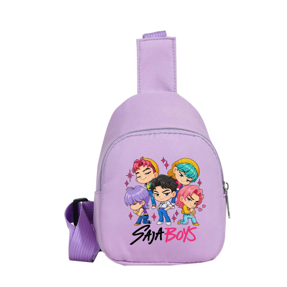 Cartoon Anime K-Pop Demon Hunters Printed Kawaii Chest Pack for Boy Girl Shoulder Bag Student Portable Crossbody Pouch Christmas Gift