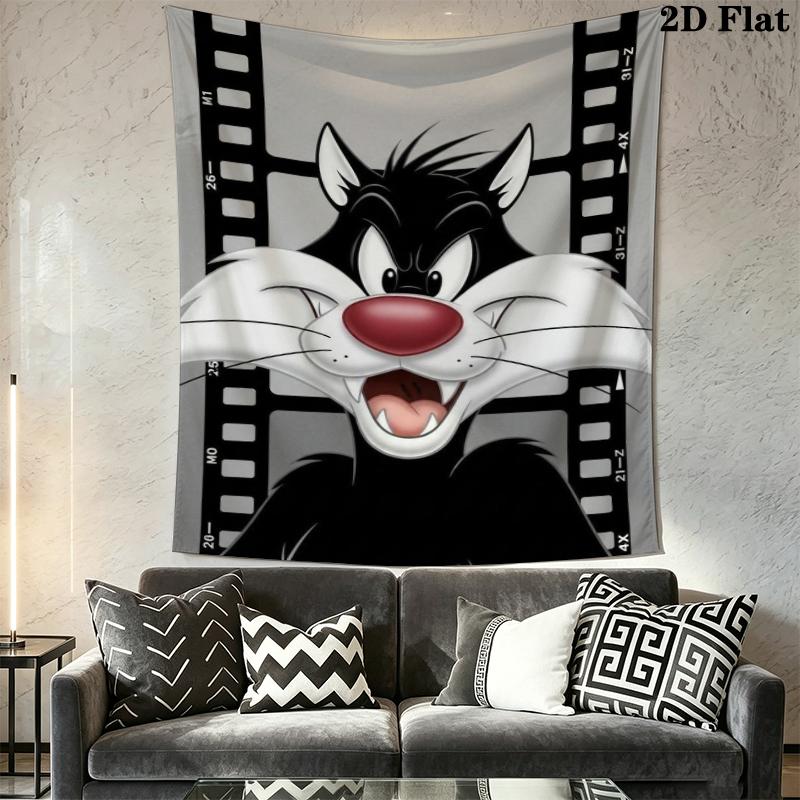Sylvester the Cat Wall Tapestry Aesthetic Wall Hanging Printed Fabric Blanket Decorative Tapestries for Bedroom Living Room Home Decor