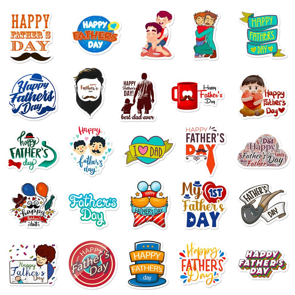 50 Cartoon Father's Day Gift Stickers Envelope Seal Party Gift Box Decoration Stickers
