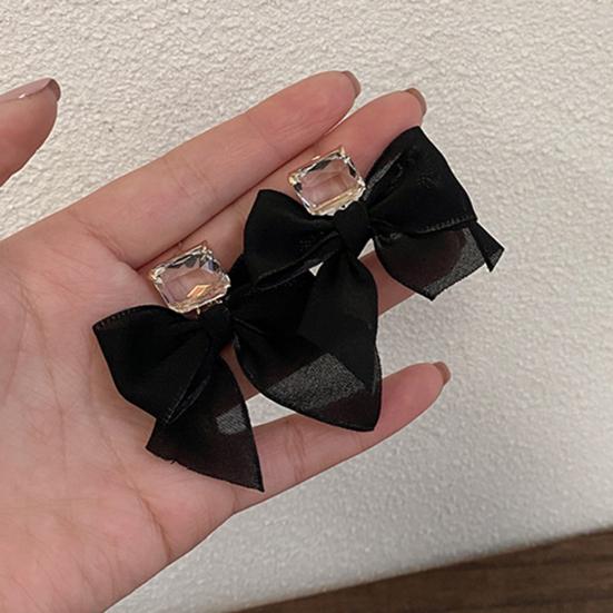 1 Pair Dangle Earrings Bowknot Fabric Jewelry Sweet Long Lasting Earrings for