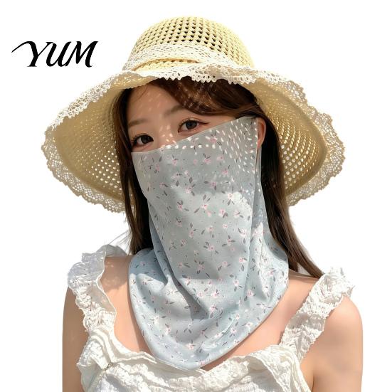 Lightweight Summer Face Mask Women Neck Sun Protection Mask, Cotton Dot Print UV Outdoor Cycling Cover, Foldable Gaiter Scarf for Driving Camping