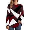 Casual Color Block Long Sleeve Tops For Women Fall Geometric Graphic Crewneck Loose T Shirts Slouchy Tunic Blouses