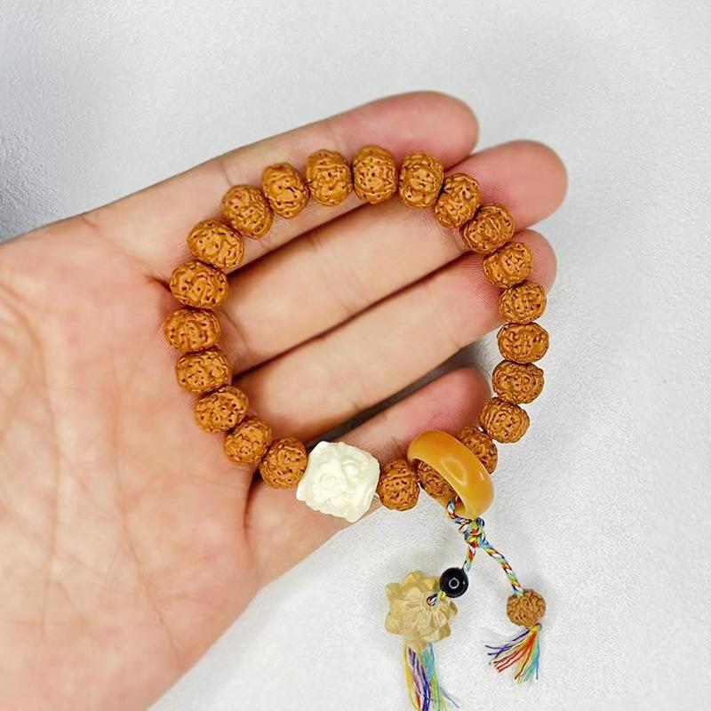 108 Buddha Beads Bracelet in Black Walnut, Red Sandalwood, Black Rosewood and Black Orchid Wood, Chinese Knot Style.