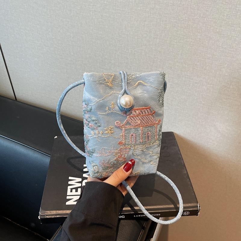 Shoulder Bag Embroidery Mobile Phone Bag Crossbody Bag Casual Bucket Small Bag