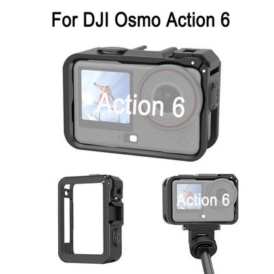 PULUZ Plastic Expansion Frame For DJI Osmo Action 6, Action6 Camera Cage Cold Shoe Vertical-Horizontal Adapter Mount