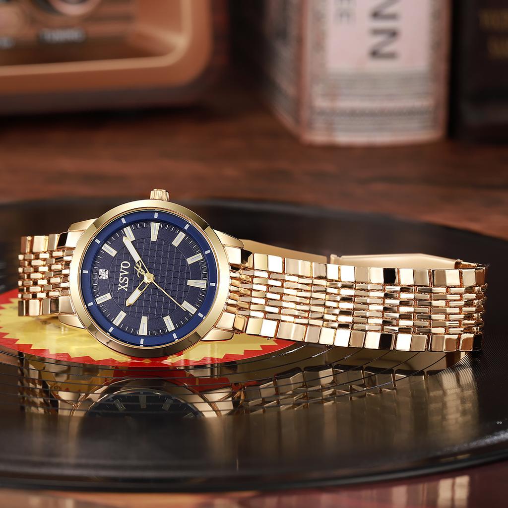 Business Style Men's New Round Large Dial Steel Strap Quartz Watch High-end Atmosphere Birthday Gift.