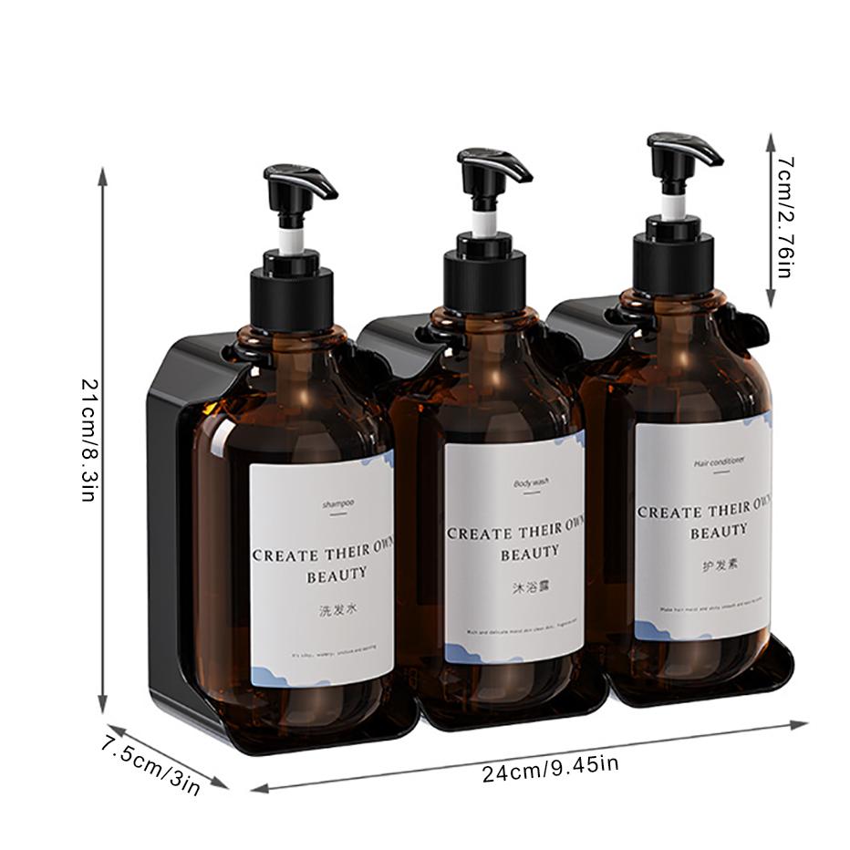 Wall Mounted Soap Dispenser Set Refillable Shampoo Conditioner Body Wash Bottle Holder for Shower Wall
