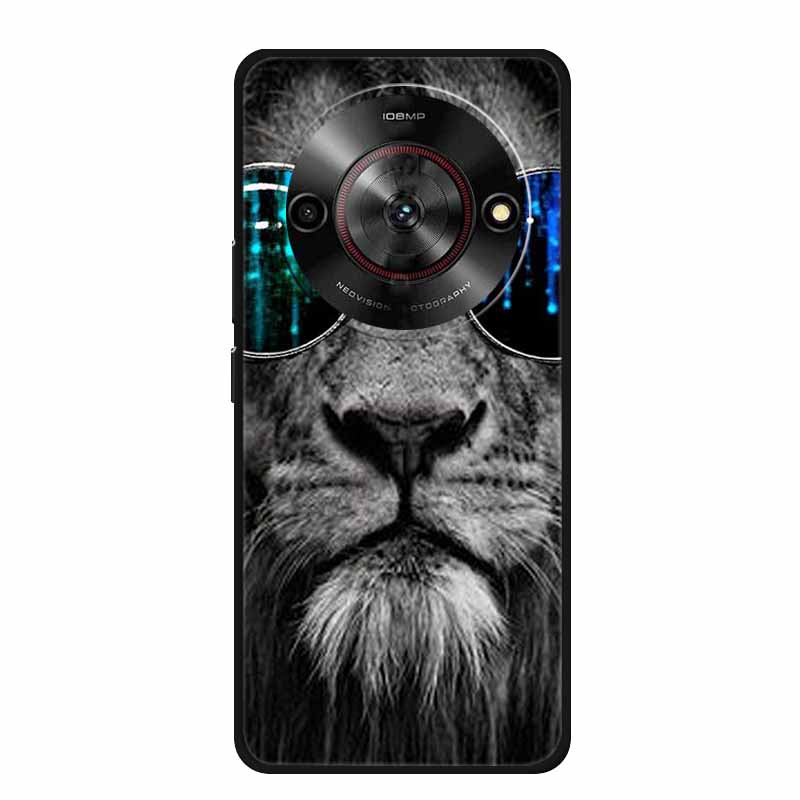 

Phone Case For ZTE Blade A75 5G Case A 75 Wolf Lion Cartoon Black Silicone Soft Funda For ZTE Blade A75 5G Back Cover BladeA75 Blade A75 5G