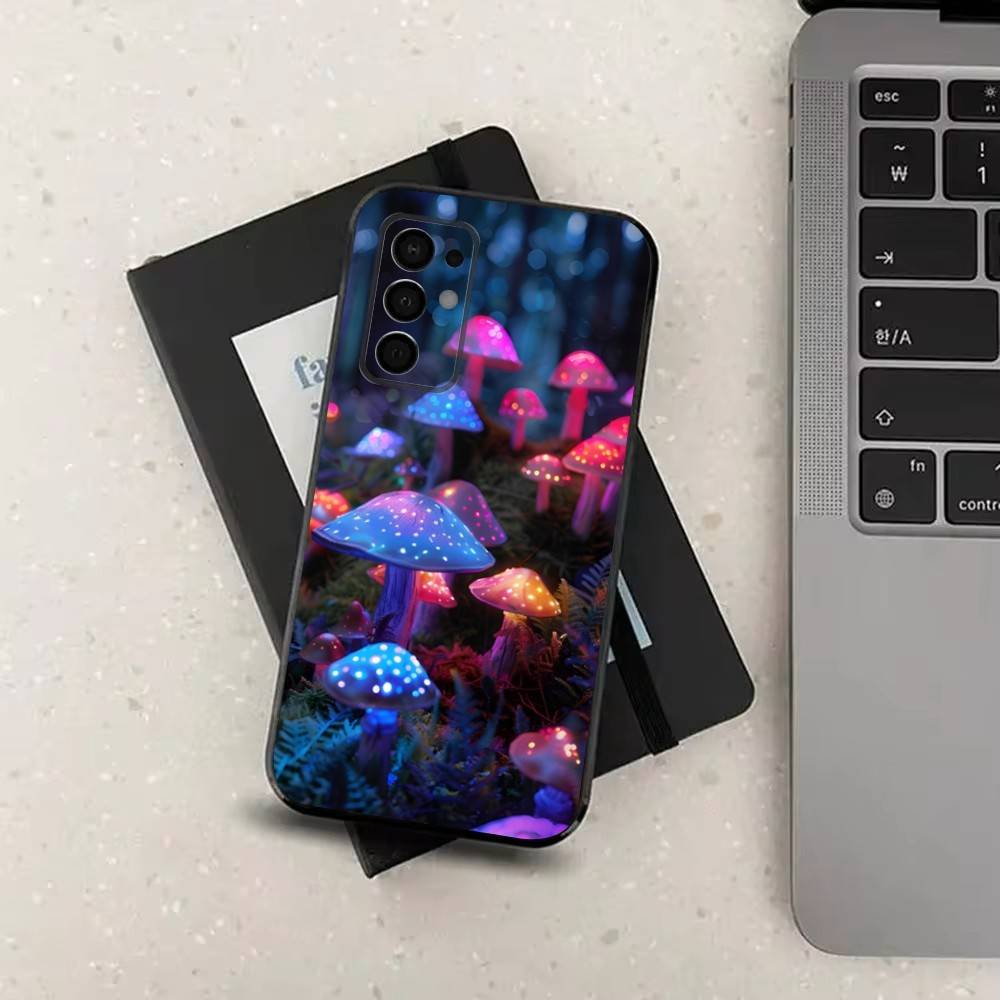 Trippy Plant Mushroom Case For Samsung Galaxy A73,72,41,J7,22,Note,31,8,9,52,71,53,32,Soft Black Silicone Cover