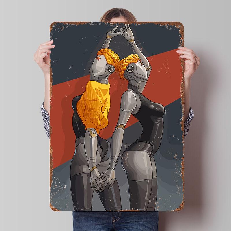 

Atomic Heart Game Printed Poster Customized Wall Art Retro Vintage Metal Tin Signs for Decoration At Home Decorations Coffee Bar 20x30cm（7.8x11.8inch）