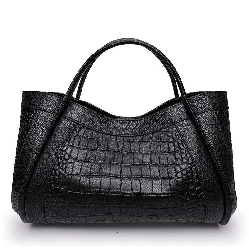 Fashion Commuter Large Capacity Tote Shoulder Messenger Bags Crocodile Pattern Leather Women's Handbags Luxury Fashion