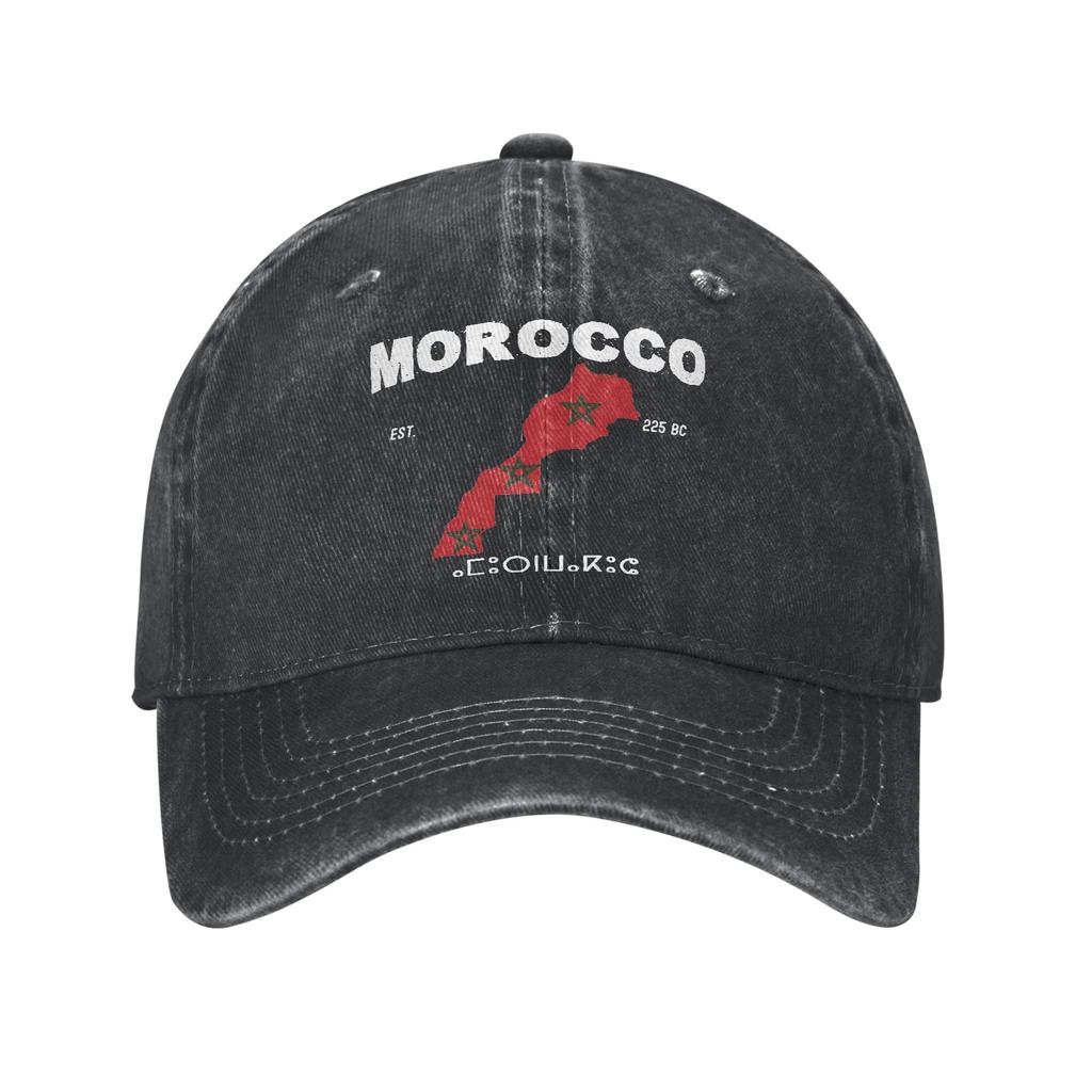 Men Women Coat of Arms of Morocco  Printed Hat Casual Distressed Washed  Baseball Cap Adjustable