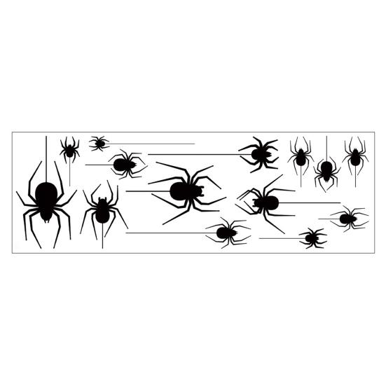 Web Window Sticker Halloween Spider Static Cling, Black Silhouette Glass Wall Sticker, No Residue Self-Adhesive Decorations Spooky Decal, Decor