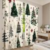 Set Of 2 Flat Printing High Quality Christmas Curtains Cartoon Tree Digital Printed Polyester Drapes Non Fading Festive Curtain Made