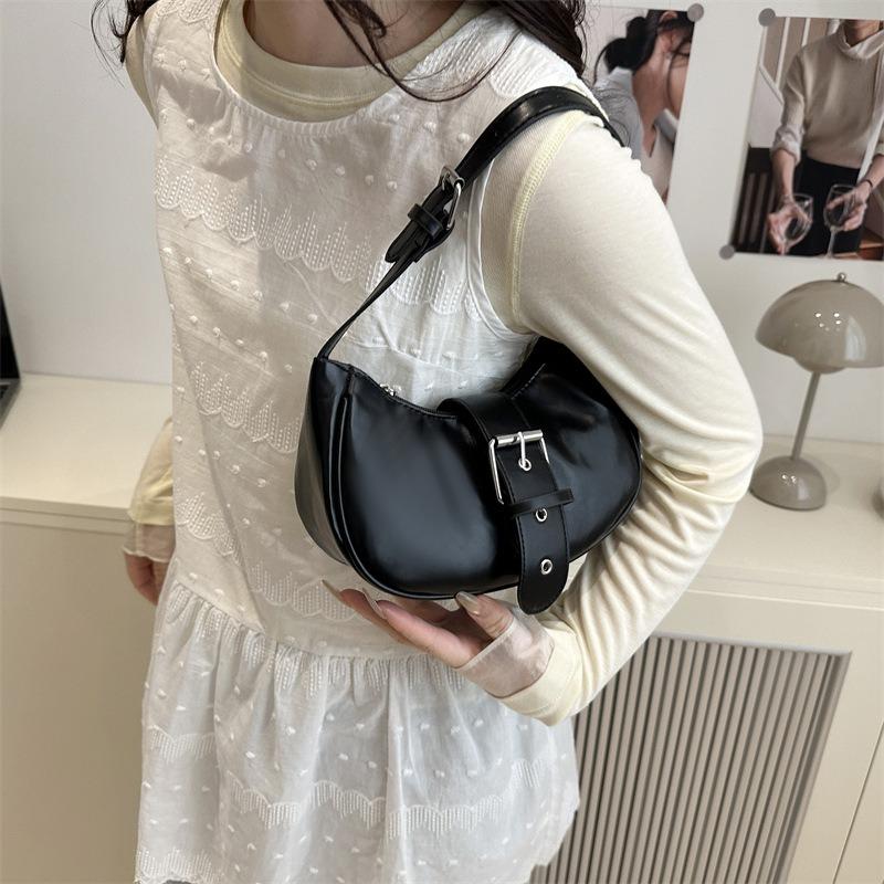 Large capacity casual portable fashion single shoulder armpit bag women's lightweight retro solid color winter simple