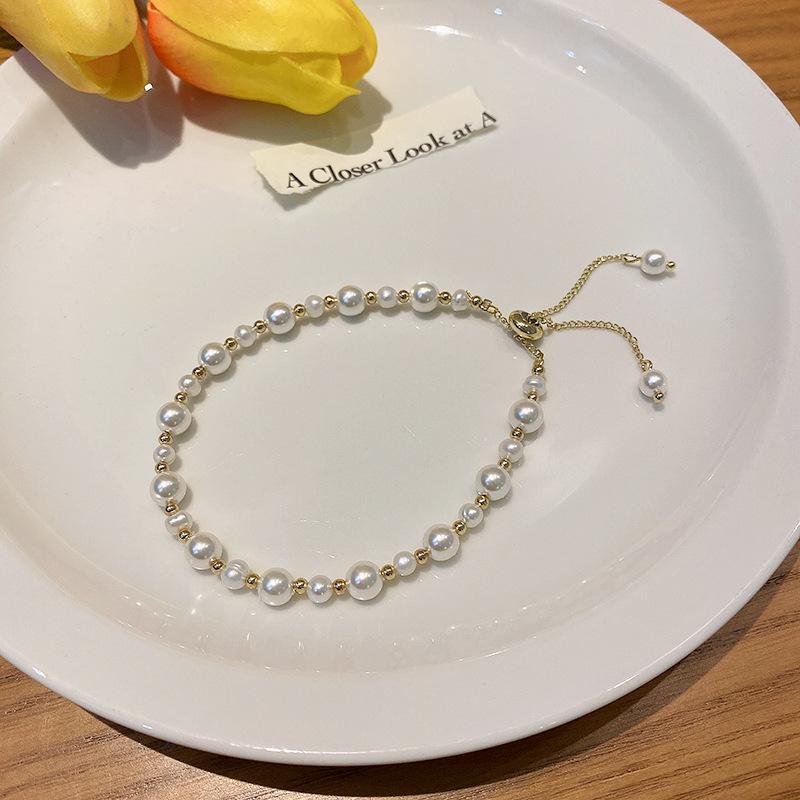 Pull-out Freshwater Pearl Bracelet Women's Light Luxury Beaded Jewelry Retro Temperament Jewelry