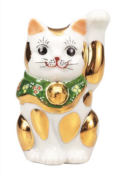 Kutani ware Iwataya 2.8 size beckoning cat with gold spots K9-1553